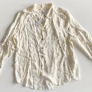 SOLD Chico's NEW $89 Sandwash Satin Whimsy Bee Easy Shirt Button Blouse 3 / XL